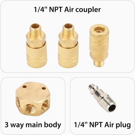 Buy hynade 3-Way Air Manifold, Flat Hex Manifold 1/4 Inch NPT Air ...