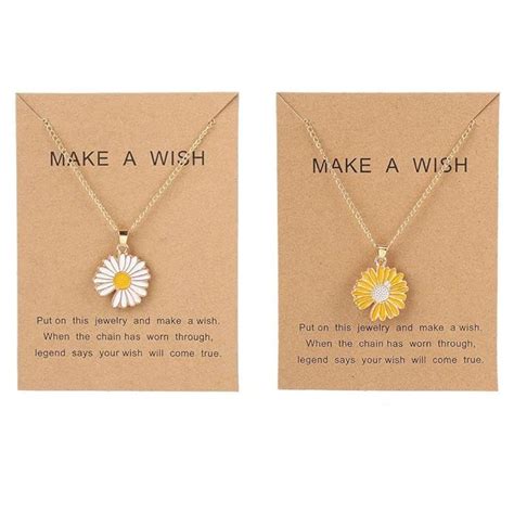 El Regalo 2 PCs White & Yellow Daisy Flower Pendant Necklace for Kids ...