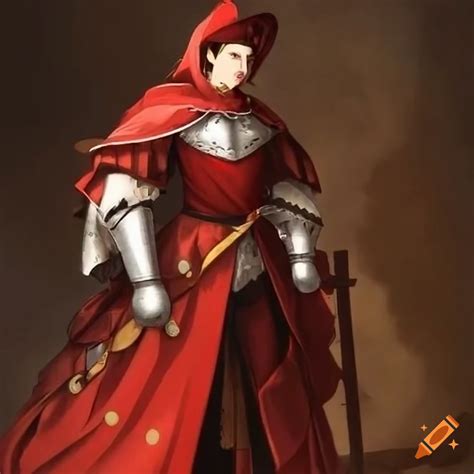 Person in spanish armor attire with a red cross on Craiyon