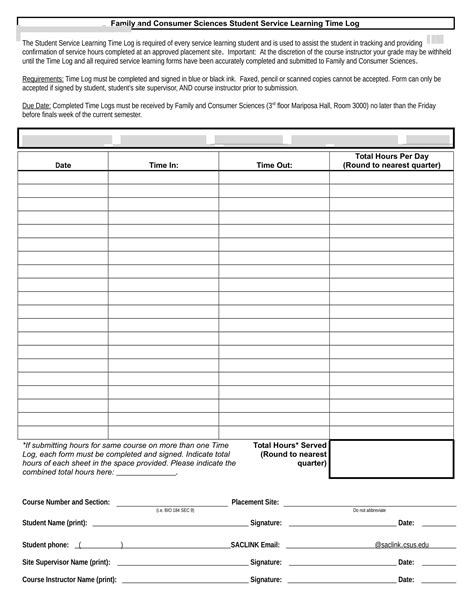 Image result for Time Log Examples