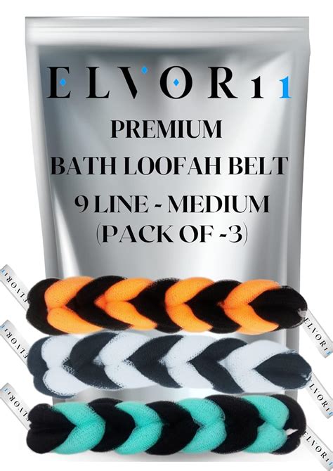 Buy ELVOR11 Bath Loofah Belt| Pack of 3 (9-line Medium) | Long Bath ...