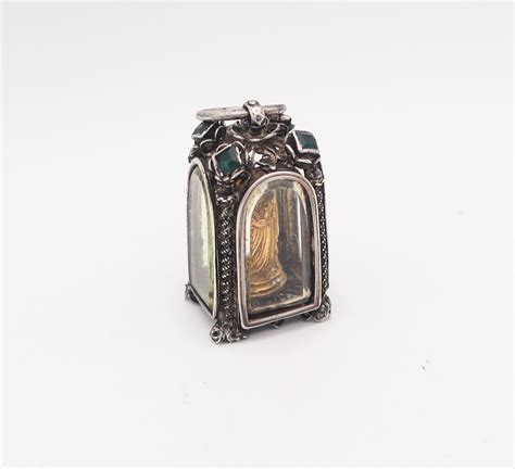 Spanish Colonial 1800 Saint Joseph Filigree Reliquary .900 Silver Gold ...