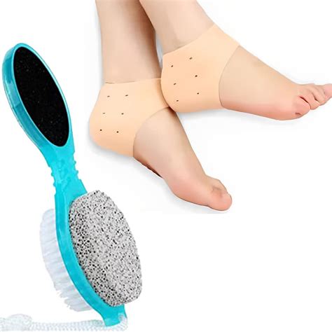 MIVVA Combo Of Silicone Gel Heel Pad Moisturizing Socks with 4 in 1 ...