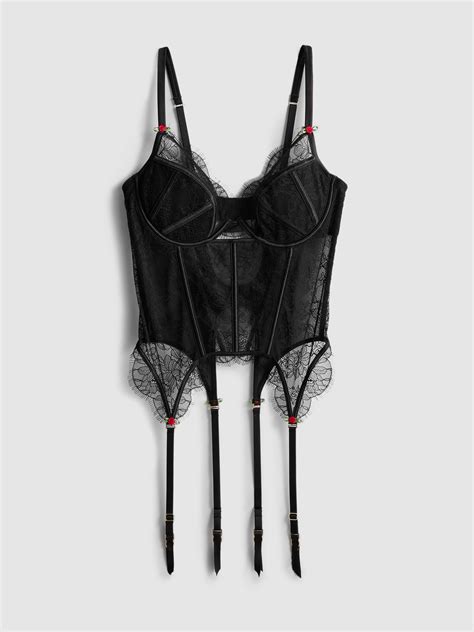 Womens Black Black Lace Basque Corset | Primark