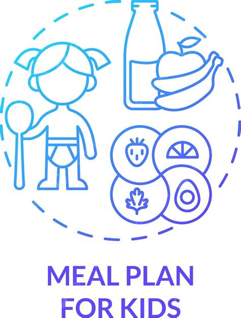 Iconic Gradient Of A Meal Plan Concept For Children Vector, Lined ...