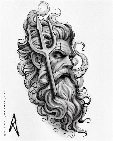 Greek God Tattoo Stencil