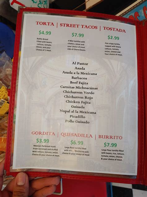 Menu at Salsa's Cafe, Converse
