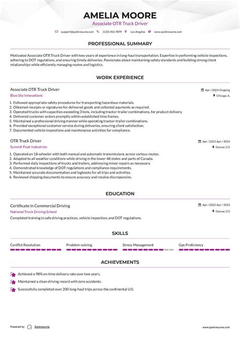 10+ OTR Truck Driver Resume Samples & Templates for 2025