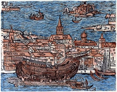 Ship Venice 1486 Nthe Building of A Ship in Venice German Woodcut 1486 ...