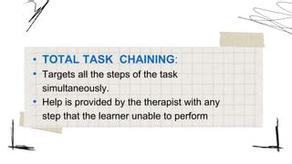 Image result for Task Analysis Chaining Procedure