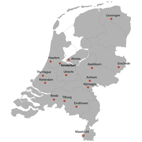 Map of Netherlands cities: major cities and capital of Netherlands