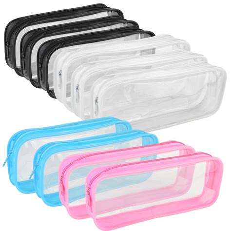 10pcs Clear PVC Zipper Pen Pencil Case Plastic PVC Pencil Pouch, Clear ...