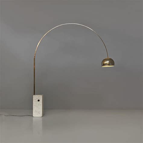 Italian modern Carrara marble metal Arco floor lamp by Castiglioni's ...