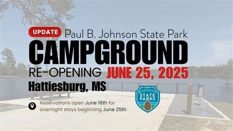 Paul B Johnson State Park Campground Reopening | Mississippi Department ...