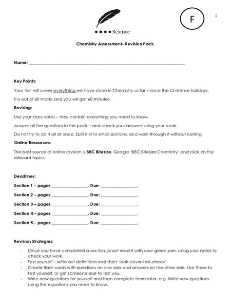 Fillable Online Chemistry Review Sheets - Fill in Worksheets - Studocu ...