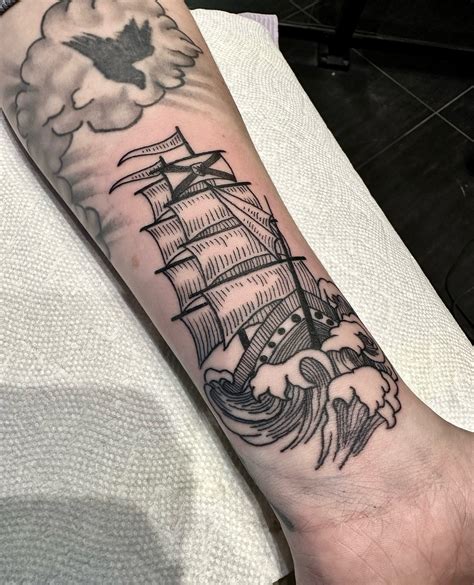 Pirate Ship Forearm Tattoo
