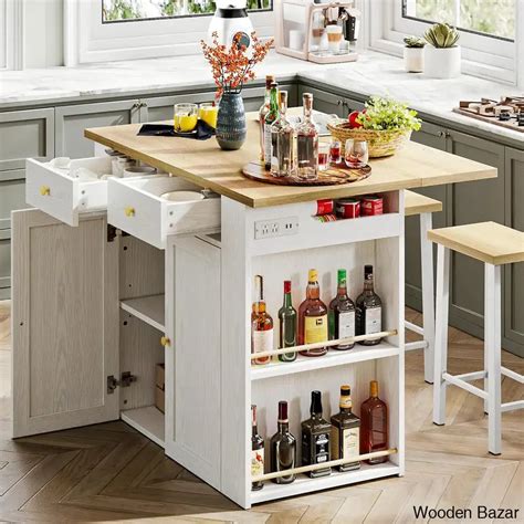Lujane Wood Kitchen Island Kitchen trolley cart cabinet kitchen island ...