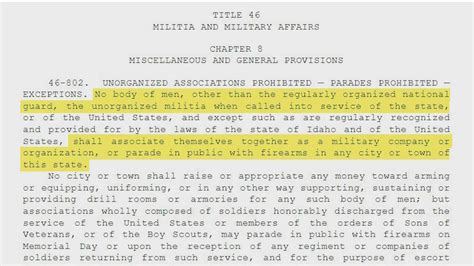 The 208: Military and Militia bill passes the senate floor | ktvb.com - is it legal to form a militia