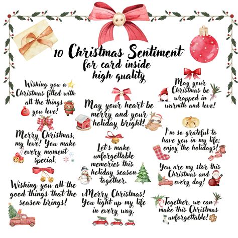 Christmas Card Sentiments 'for the inside' Digital Stamp Bundle, Clip Art, Word Art Quotes for ...