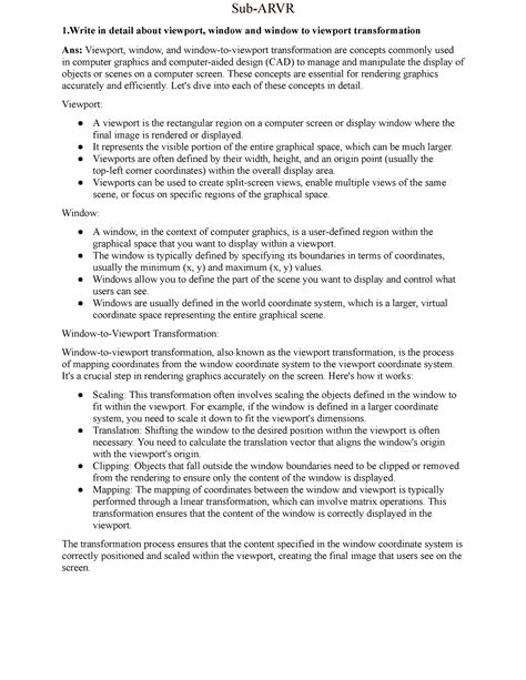 ARVR IAT2 Sol-1 - Sub-ARVR 1 in detail about viewport, window and ...
