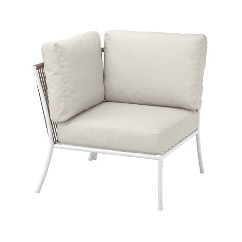 SEGERÖN corner section with cushion, outdoor white/beige/Frösön ...