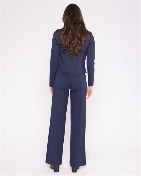 Navy Ponte Knit Straight Leg Pant | Ripley Rader