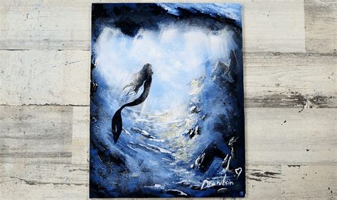 Beautiful Mermaid Abstract Painting Mermaid Art Prints, Swimming