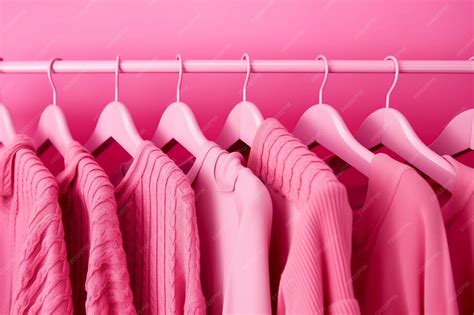 Premium Photo | Pink clothes hang on a rack with one of them pink