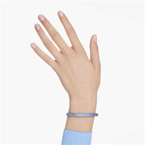 Matrix bangle, Baguette cut, Octagon shape, Blue, Ruthenium plated ...