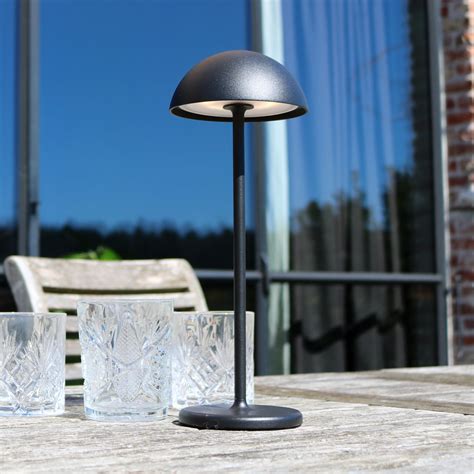 Joy LED outdoor table lamp battery dimmable black | Lights.co.uk