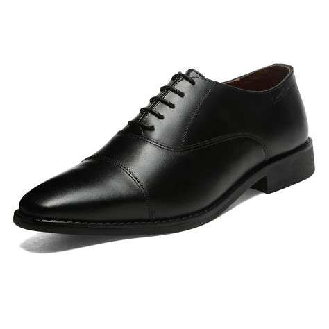 LOUIS STITCH Men's Jet Black Italian Leather Formal Derby Shoes ...