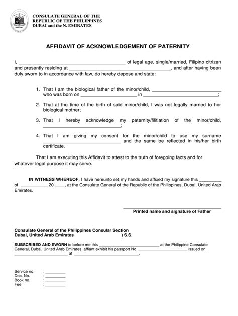 PH Affidavit of Acknowledgement of Paternity Form - Fill Online ...