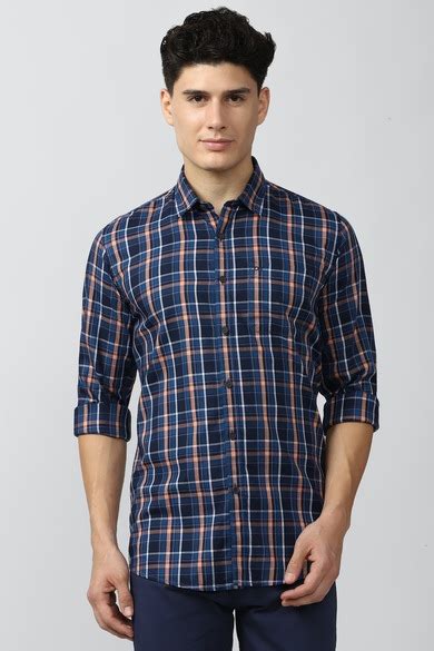 Buy Men Navy Slim Fit Check Full Sleeves Casual Shirt Online - 777081 ...