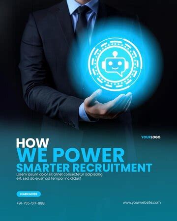 Recruitment automation job automation poster template with businessman ...