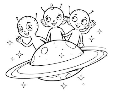 Aliens in a ufo traveling through space | Premium AI-generated vector