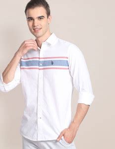 U.S. POLO ASSN. Men Solid Casual White Shirt - Buy U.S. POLO ASSN. Men ...
