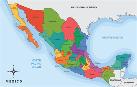 Mexico Country Map with Surrounding Borders 20530560 Vector Art at Vecteezy