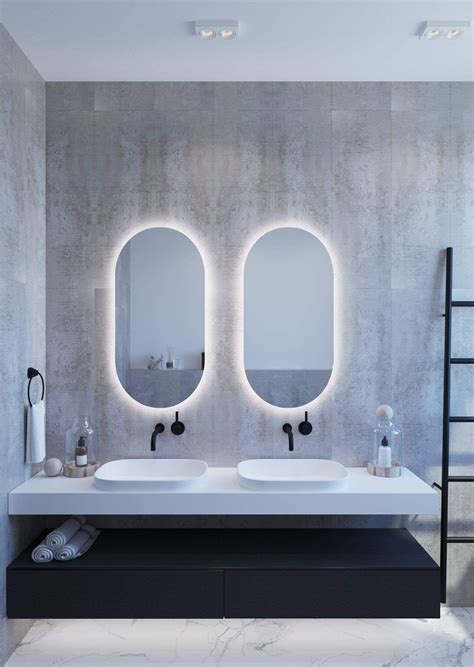 Ablaze Luminous Oval Backlit LED Bathroom Mirror | Oval mirror bathroom ...