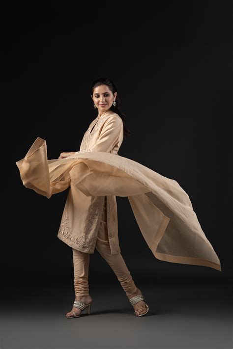 Rohit Bal Beige Cotton Silk Anarkali Printed Suit Set at Biba India