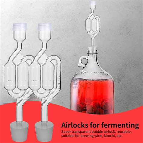 Home Brew Fermentation Airlock with Silicone Stoppers Plug Airlock Seal ...