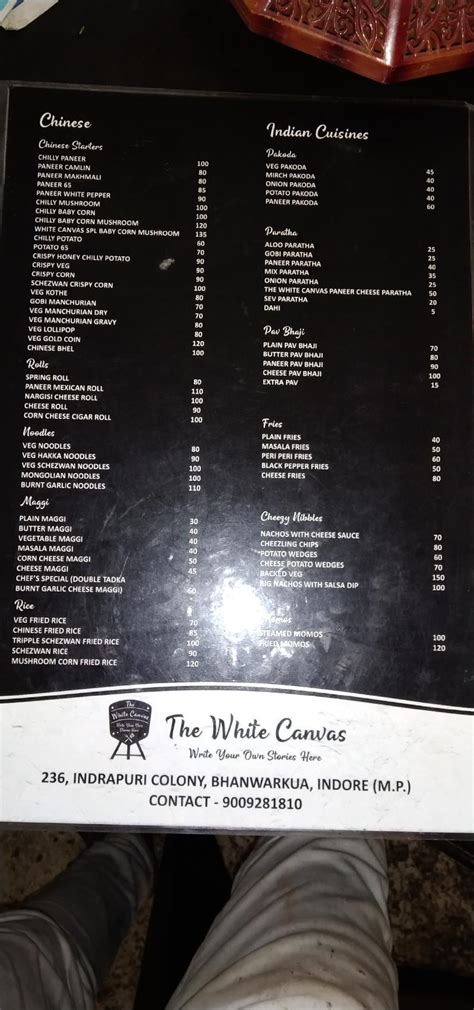 Menu at The White Canvas, Indore, 236