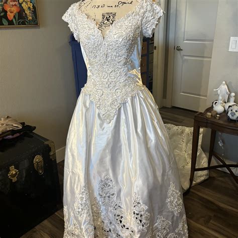 Beautiful Mori Lee vintage white eyelet lace wedding... - Depop