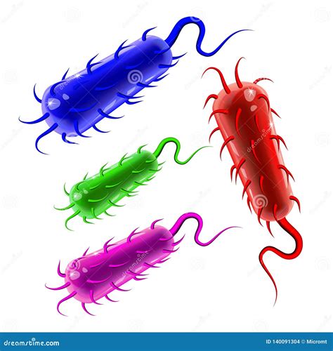 Multicolored Plastic Rod-shaped Bacillus Bacteria with Fimbriae and ...