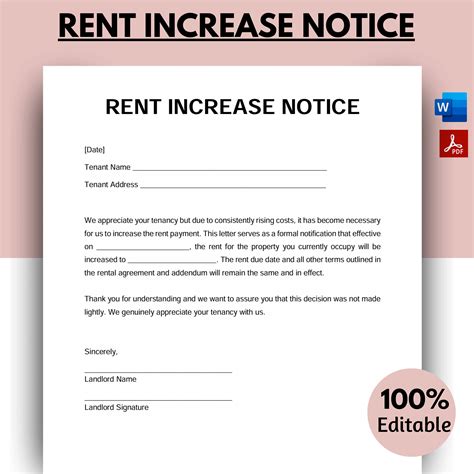 Raising Rent Letter Template - prntbl.concejomunicipaldechinu.gov.co