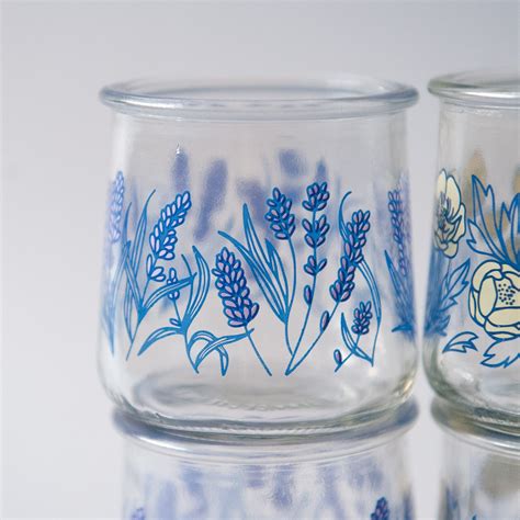 Set of 6 Yoplait Oui Floral Glass Yogurt Jars Clean No - Etsy