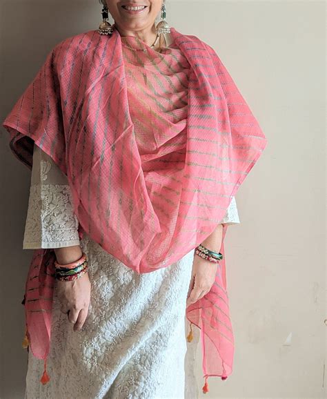 Lehariya Tie-Dye Kota Doria Cotton Dupatta with Tassels – NEEL KOTRI