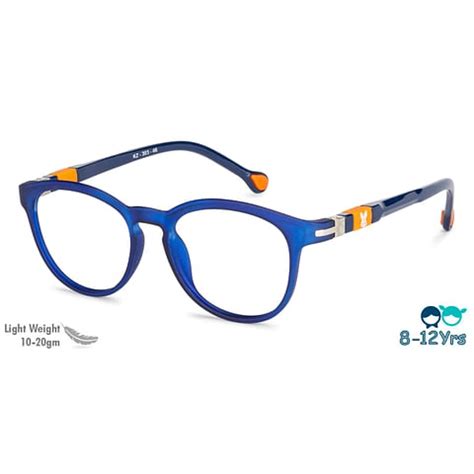 Buy Kids Glasses: Matte Blue Orange Full Rim Round Kids 8-12 yrs Kid ...
