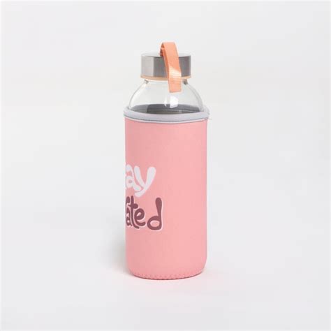Buy Favola Glass Water Bottle with Pouch - 400ml from Home Centre at ...
