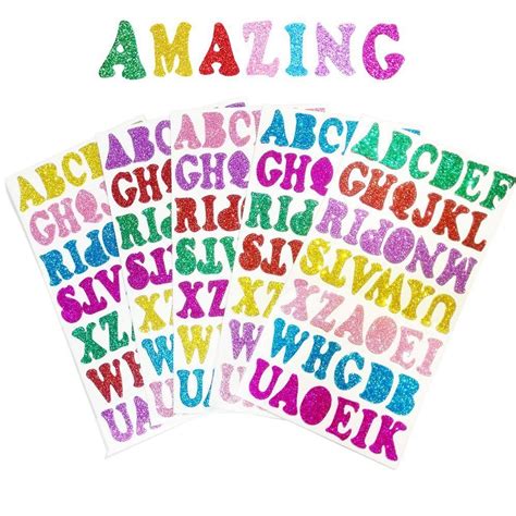 Glitter Foam Stickers Letters Self Adhesive, 5 Sheets Foam Letter ...