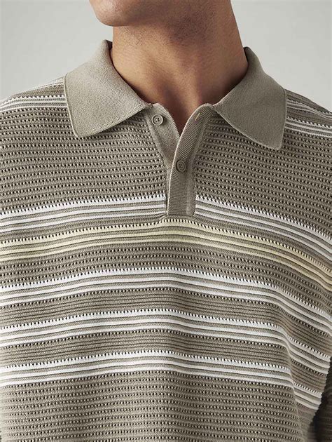 Men's Striped Taupe Loose Fit Polo T-shirt – Levis India Store